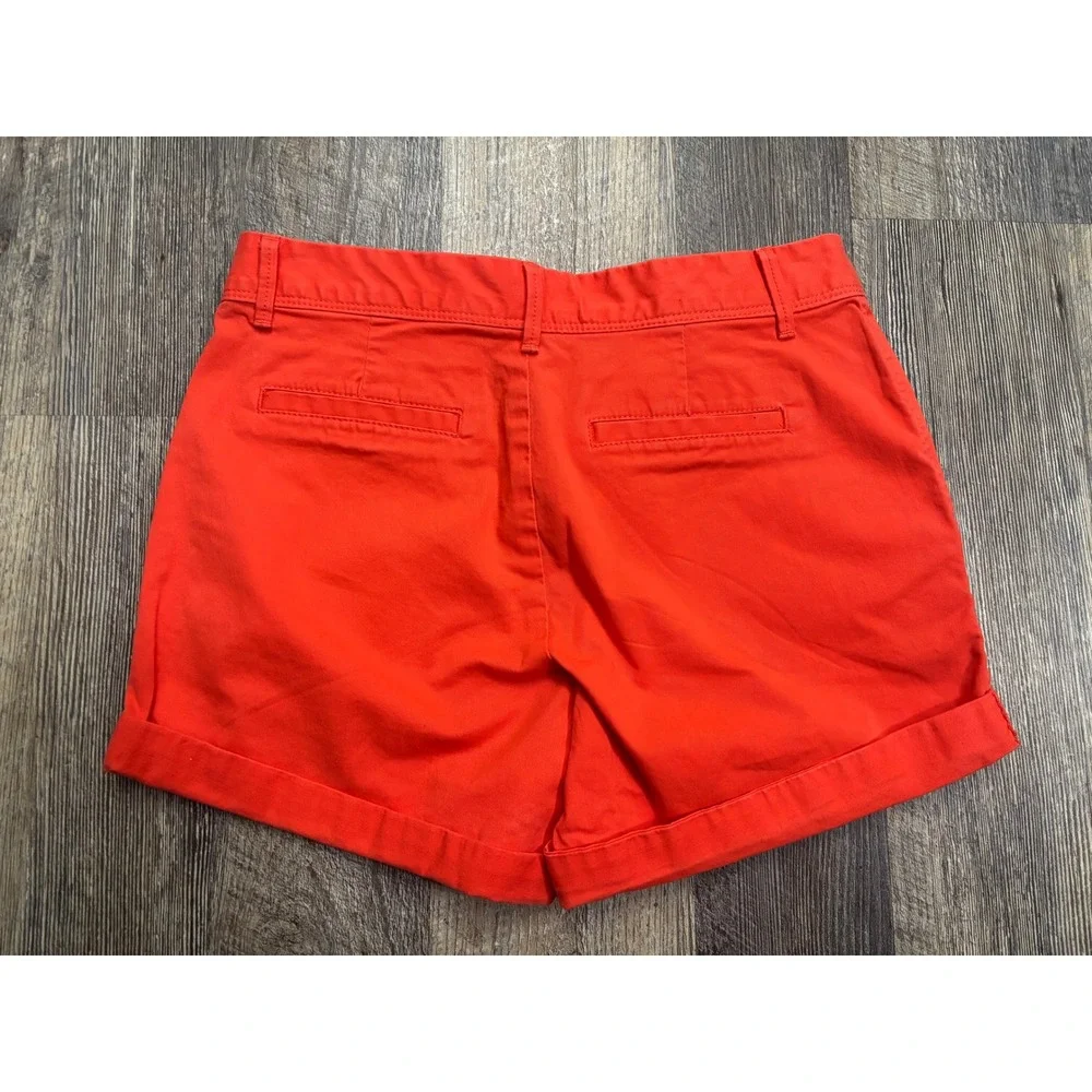 Banana Republic Womens Cuffed Chino Shorts Orange Red Size 0 Cotton Stretch‎
